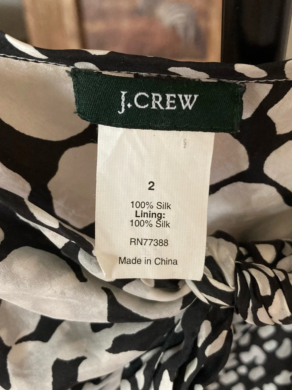 J. Crew Silk Black & White Tie-Front Camisole